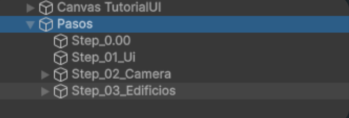 Pasos del tutorial en Unity